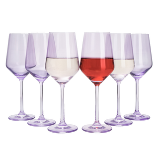 Set Of 6 Colored Wine Glasses 12 Oz Hand Blown Italian Style Crystal Bordeaux Wine Glasses Premium S