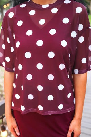 The Bordeaux Dot Mesh Tee