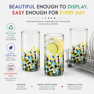 Hand Blown Mexican Drinking Glasses Premium Barware Gift Elegant Drinkware Collection