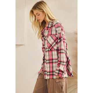The Bubblegum Edge Plaid Shacket