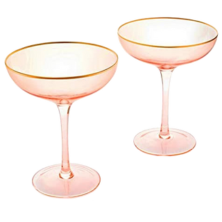 Pink Rim Martini Cocktail Glasses Premium Barware Gift Elegant Drinkware Collection