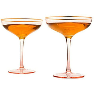 Pink Rim Martini Cocktail Glasses Premium Barware Gift Elegant Drinkware Collection