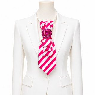 Custom Necklace - Hot Pink/White Stripe HP Brooch