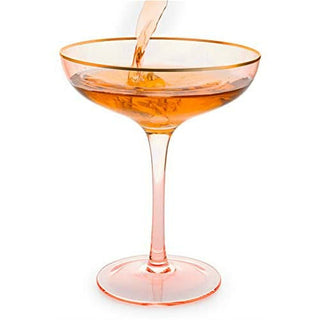 Pink Rim Martini Cocktail Glasses Premium Barware Gift Elegant Drinkware Collection
