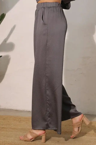 Hammered Graphite Satin Pants
