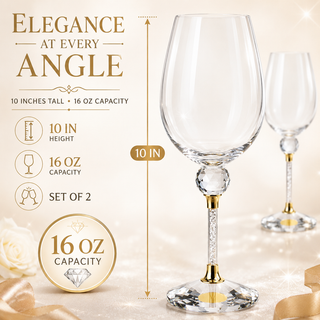Crystal Ball Diamond Filled Wine Glasses Premium Barware Gift
