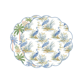 VIDA Heron and Palm Trees Reversible Round Placemats Set of 4