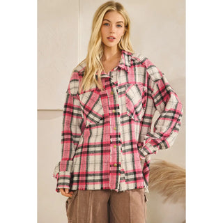 The Bubblegum Edge Plaid Shacket