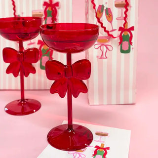 Bow & Bubbly Holiday Coupe - Red