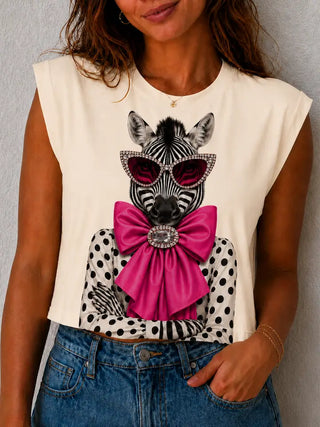 Zoeys Pink Bow 3D Jewels Muscle Tank