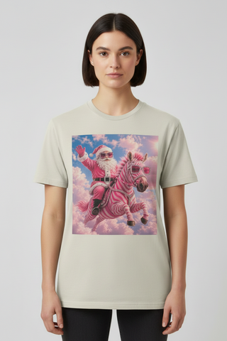 Merry & Wild Pink Zebra Santa Tee - Natural