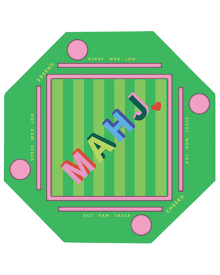 Floating Mahjong Tile Mat in MAHJ Block in Green and Pink