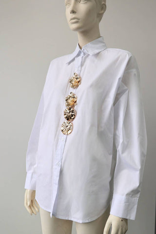Embellished Button-Down Shirt