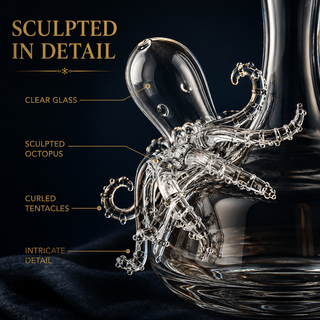 Octopus Tentacle Glass Decanter Handcrafted Decorative For Wine Or Whiskey Antique Bronze Finish Sta