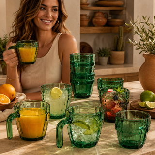 Cactus Stackable Glasses Set Of 6 By Six 10 Oz Cactus Shape Glasses With Handles Han