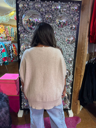 Yolly Italy Effortless Dolman Knit Top - Beige