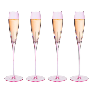 Paris Collection Crystal Pink Flutes Wine Glasses Champagne Prosecco Flute 8 5 Oz Set Of 4 The Wine