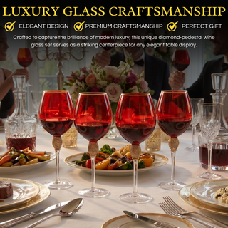 Set Of 4 Red Diamond Stemmed Wine Glasses Gold 14 Oz By Gold Rim Wine Glasses Red Co