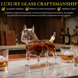 Dog Pug Whiskey And Wine Decanter Premium Barware Gift Elegant Drinkware Collection