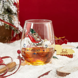 Crystal Christmas Santas Sleigh Wine Water Glasses Set Of 2 17 5OZ Xmas Diamond Merry Christmas Sant