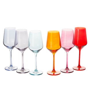 Colored New Wine Glass Set Large 12 Oz Glasses Set Of 6 Unique Italian Style Tall Stemmed For White