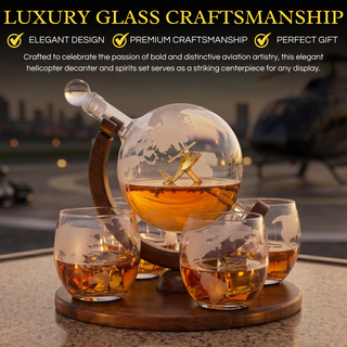 Helicopter Whiskey Decanter Gift Set Premium Barware Gift Elegant Drinkware Collection