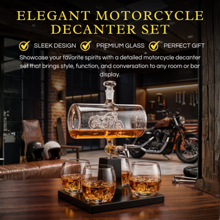 Motorcycle Decanter Whiskey Wine Decanter Set 1100ML By With 4 Whiskey Glasses Motor