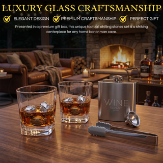 Whiskey Glasses And Football Chilling Stones Gift Set Premium Barware Gift