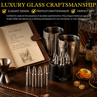 2 Metal Ice Cups Bullet Chillers By Whiskey Stones Bullets Stainless Steel With Revo