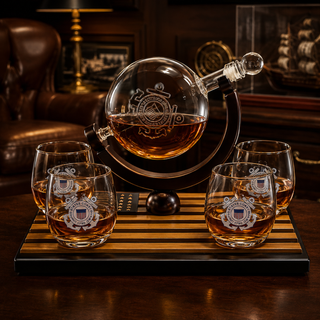 Coastguard Gift Whiskey Wine Decanter Set 4 Liquor Glasses Us Coast Guard 800 Ml Whiskey Decanter 11