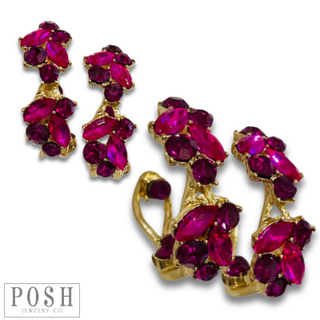 Rhinestone flower hoop earring - LC