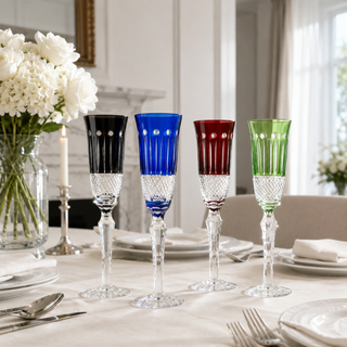 Multicolor Crystal Italian Design Flutes 4 Set 5OZ 9 H Cocktail Champagne Glassware