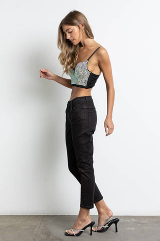 Iridescent rhinestone bustier corset top