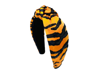 Headband Knot -  Tiger Print with Black Sequin