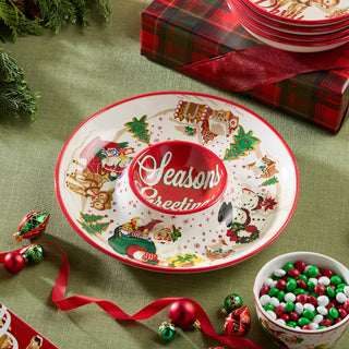 Santa's Retro Christmas Chip and Dip 13.75in