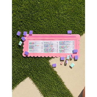 Splash-Proof Mahjong Card Holder For Pool Mahjong - Pink Scallops Large Size