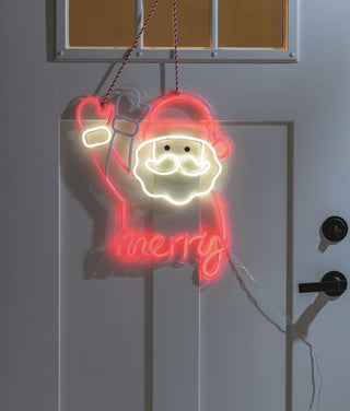 Neon Waving Santa Door Hanger