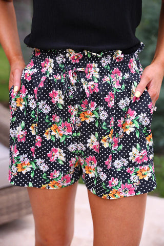Runway Paperbag Shorts Daisy Polka Dot