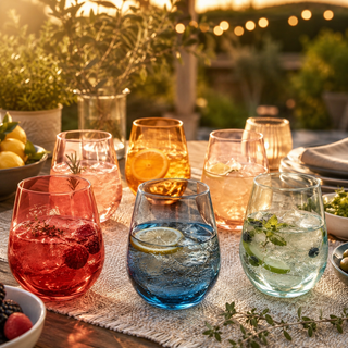 Colored Stemless Crystal Wine Glass Set Of 6 Gift For Her Him Wife Friend Large 16 Oz Glasses Unique