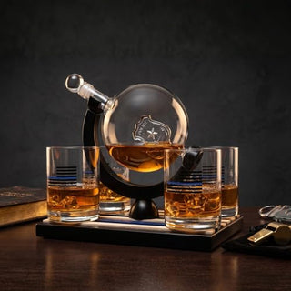 Police Officer Whiskey Decanter Set with 4 Glasses - First Responder Gift