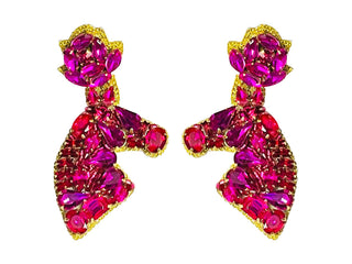 Derby Rhinestone Horse Earrings - Pink Rhinestone