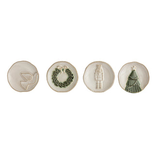 White Christmas Tidbit Plate