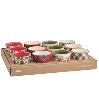 Tartan Christmas Tidbit Dishes - Assorted