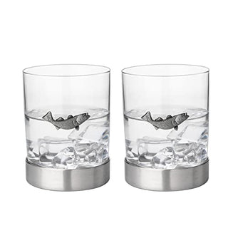 Fishing Whiskey Glasses Set Of 2 By Fisherman Gifts Fish Old Fashioned Whiskey Rum B