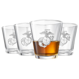 Marine Whiskey Wine Glasses Set Of 4 Anchor And Globe Whiskey Glasses 10OZ Marines Gift By The Wine