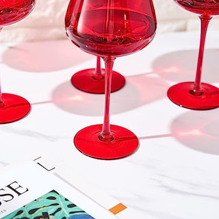Colored Crystal Wine Glass Set Of 6 Gift For Hosting Her Wife Mom Friend Large 20 Oz Glasses Unique