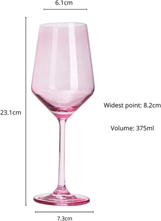 Set Of 6 Pink Colored Wine Glasses 12 Oz Hand Blown Italian Style Crystal Bordeaux Wine Glasses Prem