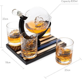 Police Officer Whiskey Decanter Set with 4 Glasses - First Responder Gift