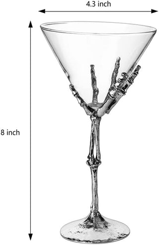 Stemmed Skeleton Martini Glasses Set Of 2 By Skeleton Hand Glasses 9 H Goth Gifts Sk