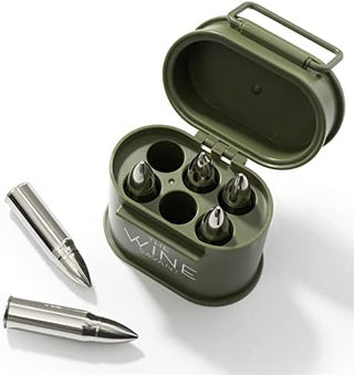 Whiskey Stones Ammunition Box Bullets Stainless Steel Set Of 6 1 75in Bullet Chillers The Wine Savan